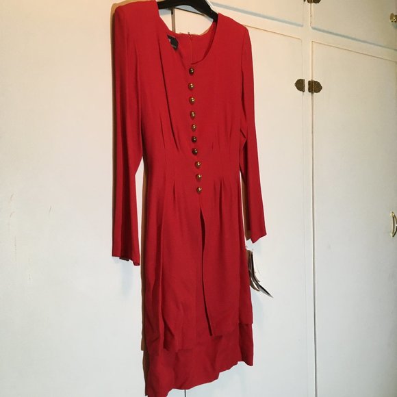 Dawn Joy Dresses & Skirts - Vintage long Sleeve Red Dress by Dawn Joy Fashions